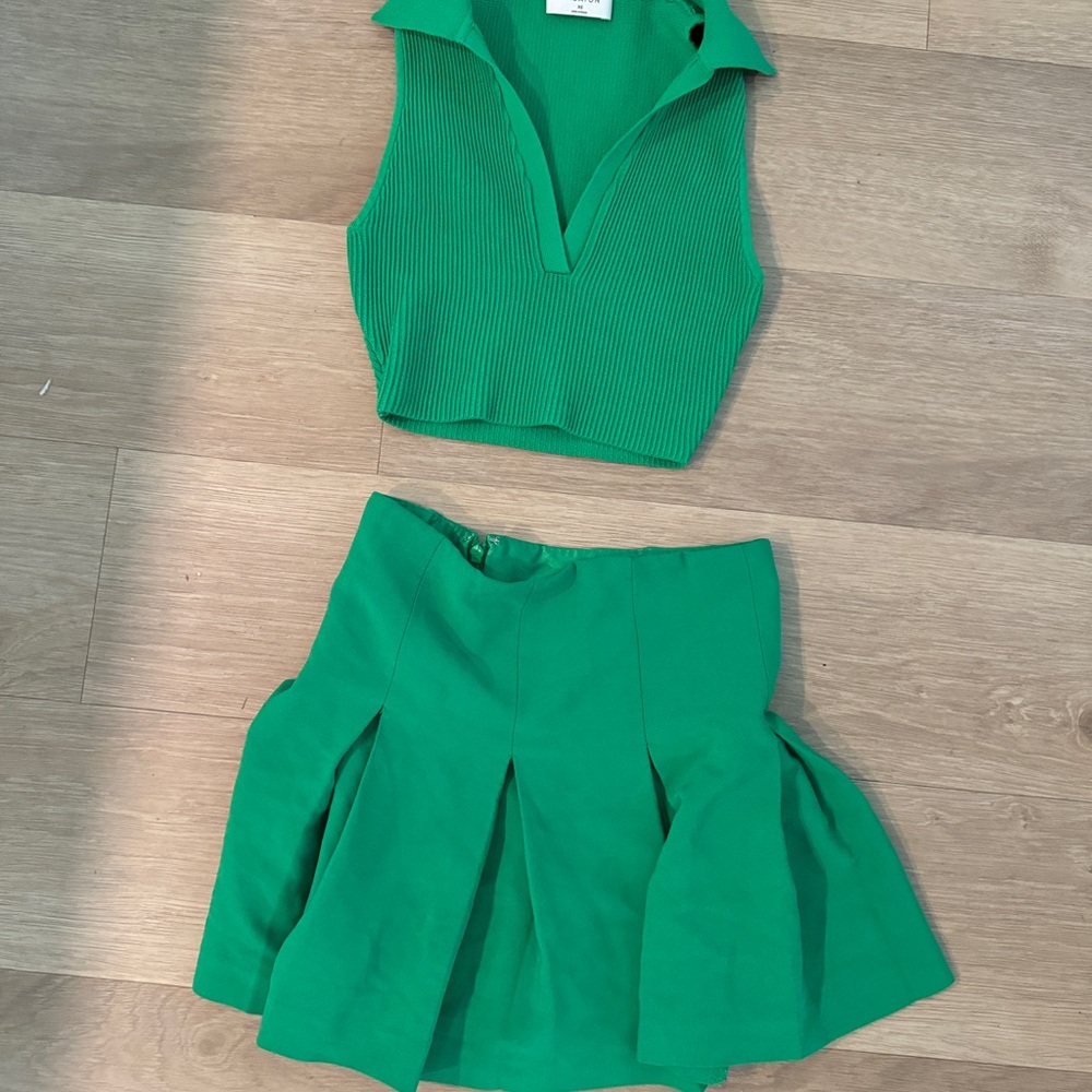 Aritzia Green Two-Piece Skirt Set